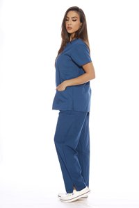 Ensemble de blouses médicales à col en V, uniforme d'hôpital extensible, manches courtes, vêtements de travail pour médecins et infirmières avec poches - Product Image 3