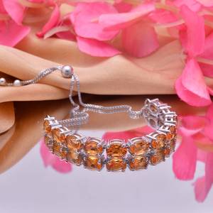 Sterling Silver Citrine Bolo <b>Bracelet</b> <b>Adjustable</b> Handmade Gemstone Jewelry Dainty Elegant Vintage Luxury IGI Certified Gift for - Product Image 3