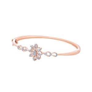 Rose Gold Lab Grown Diamond Floral Center <b>Infinity</b> Link Bangle <b>Bracelet</b> - Product Image 3