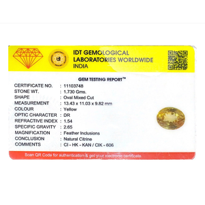 Natural Faceted Citrine Gemstone 8.65 Carat Certified Wholesale Yellow Oval Emerald Cut - Product Image 4