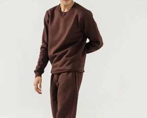 Vêtements de sport pour hommes, ensemble de survêtement à col rond, coupe ajustée, vêtements de fitness, 100% coton molletonné 370GSM, confortable et chaud. - Product Image 4