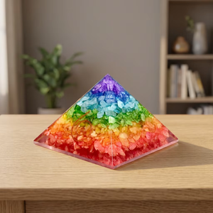 Pirámide de Orgonita de Siete Chakras con Incrustaciones de Piedras Preciosas Multicolores, Artículo Decorativo de Cristal para Decoración del Hogar - Product Image 3