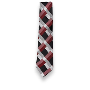 Corbata Delgada a Cuadros Negra, Roja y Blanca para Hombre, 100% Seda, Diseño de Lujo, Formal, para Negocios, Bodas, Fiestas, Ecológica, Regalo para Novio - Product Image 3