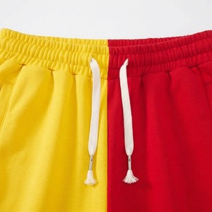 Mens Color Block Casual Sweat Shorts Yellow <b>Red</b> Patchwork Drawstring Summer Streetwear Loose Fit Athletic Lounge Shorts - Product Image 2