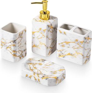 Ensemble de salle de bain en résine étanche, design rond modelé à la main avec motif circulaire pour mariage et décoration intérieure - Product Image 2