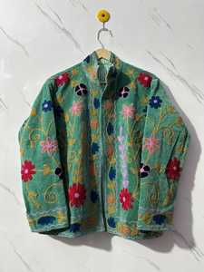 Embroidered <b>Velvet</b> <b>Women</b> <b>Jacket</b> Floral Boho Outerwear Quilted Winter Coat Handmade Ethnic Fashion Top - Product Image 4