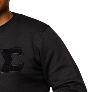 Sweat-shirt en chenille noir Phi Beta Sigma pour homme, col rond, lettres grecques, pull de fraternité haut de gamme, broderie tonale, coupe classique - Product Image 3