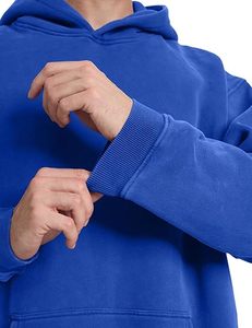 Sudadera con Capucha Azul Unisex, Estilo Urbano, Lavado Intenso, Vintage, Oversize para Hombre, Ecológica, 100% Algodón para Invierno - Product Image 4