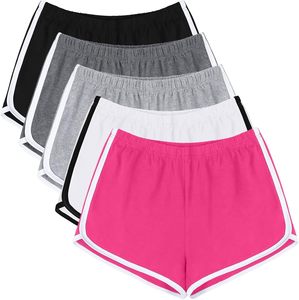 Shorts tricotés noirs tendance pour femme avec bordure blanche, taille élastique, style sportif, respirant, coupe régulière, taille mi-haute, couleur unie - Product Image 2