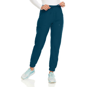 <b>Women</b> Medical Scrub Set V-Neck Top Pants <b>Teal</b> Spandex/Polyester Canvas Needle Detection Hospital Uniform - Product Image 4