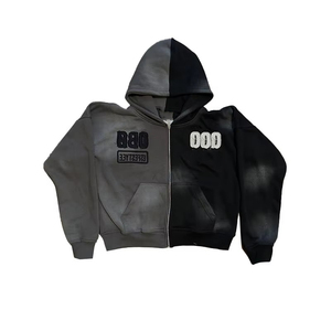 ชุดวอร์มผู้ชายแบบสั่งทำพิเศษ OEM ODM เสื้อฮู้ดซิป กางเกงจ็อกเกอร์ ทูโทน สตรีทแวร์ ปักลาย ปะติดปะต่อ ขายส่ง - Product Image 2