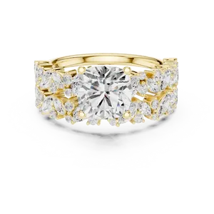 Bague de fiançailles en or massif 18 carats certifiée IGI avec diamant de laboratoire taille coussin 2 carats, grappe marquise, anneau fendu, VVS E-F, bague fine - Product Image 1