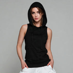 Sudadera sin mangas con estampado frontal para mujer y hombre, 100% algodón, forro polar, para gimnasio, entrenamiento, ropa de calle. - Product Image 1