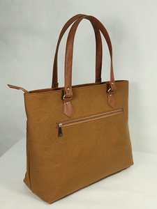 Sac fourre-tout avec poignées en similicuir PU, poche décorative sur le devant, sac à bandoulière élégant et réutilisable pour le shopping, fermeture éclair pour femmes - Product Image 3
