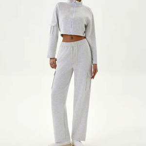 Ensemble décontracté deux pièces uni pour femme 100 % coton écologique respirant, avec leggings et haut de cycliste/jogger, tenue d'été 2026 - Product Image 4