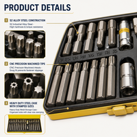 Jeu de 40 embouts en acier allié S2, embouts Torx, hexagonaux, spline, étoile, avec étui en métal jaune pour la réparation automobile