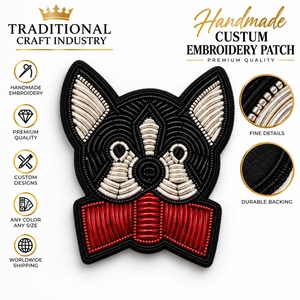 Patch brodé à la main de luxe sur mesure, badge animalier en fils métalliques de qualité supérieure, fait main, pour vêtements de mode - Product Image 2