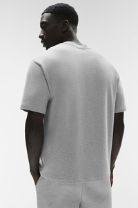 T-shirt en coton gris pour homme, coupe classique, col rond, manches courtes, jersey décontracté, couleur unie, style uni teint - Product Image 5