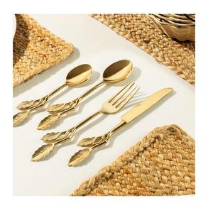 Gold Cutlery set Brass Finish with Designed Handle Modern Luxury <b>Flatware</b> - Product Image 5