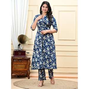 ชุดสูทสัลวาร์สไตล์ลำลองสำหรับผู้หญิงจาก Aarti Fashion ผ้าเนื้อนุ่ม แขนสามส่วน ปกคอพับได้ ใส่ได้ทุกฤดู - Product Image 1