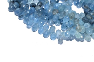 100% cuentas de piedra de musgo de Aguamarina facetadas naturales forma de gotas para la fabricación de joyas cuentas de llegada - Product Image 2