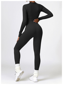 Combinaison de yoga pour femme, taille haute, bleu uni, sans manches, dos nu, effet push-up, bretelles spaghetti, coupe ajustée - Product Image 2
