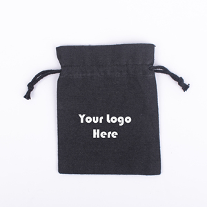 Petite pochette en coton avec cordon de serrage, noire, pour organiser des bijoux, emballage cadeau, accessoire pour la promotion de la marque - Product Image 2