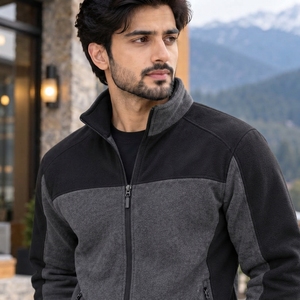 Veste polaire zippée pour homme, fabriquée en tissu polaire chaud, silhouette décontractée, fermeture éclair avant durable, structure respirante, élastique - Product Image 5