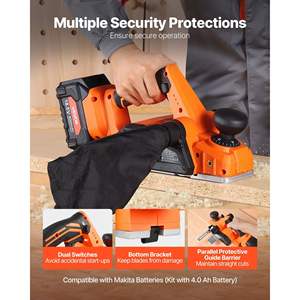 Raboteuse à bois électrique sans fil 18V à batterie au lithium, moteur sans balais 4.0 Ah, largeur de coupe 3-1/4 pouces, 15000 tr/min, réglable à la main - Product Image 5