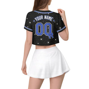 Maillot de baseball personnalisé à paillettes avec nom, numéro et logo, chemise scintillante pour équipe, pour femmes, jeunes et enfants, 100 % polyester, à enfiler - Product Image 2
