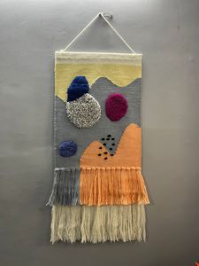 Indian Handmade Wool Hand Knotted Abstract <b>Wall</b> <b>Hanging</b> Rug | Handmade Woven Macrame <b>Tapestry</b> Modern Boho Decor <b>Wall</b> <b>Hanging</b> -29 - Product Image 2