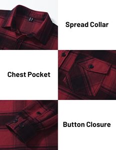 Men <b>Flannel</b> Plaid Shirt Long Sleeve Button Down Casual Shirt <b>Jacket</b> with Pockets OEM Wholesale - Product Image 2