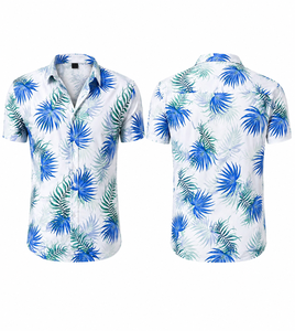Men's Casual Summer Shirt 320Grams Breathable Anti-Pilling Satin Fabric Short Sleeve Floral Printed Design satin 100% polyester - Product Image 3