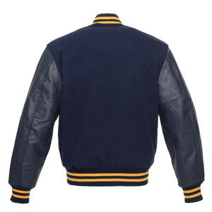 Custom Royal Blue Satin Varsity <b>Jacket</b> Men <b>Silver</b> Stripe Bomber <b>Jacket</b> Wholesale Letterman - Product Image 5
