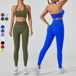 Sports Two Piece Suit Women's Sleeveless High Elastic Gym Tight Workout Clothing <b>Seamless</b> Women Workout Sets Fitness Yoga Set - Product Image 6