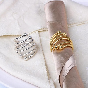 Porte-serviettes en spirale perlé, design à six perles, décoration de table décorative pour dîner, mariage, hôtel, banquet, vente en gros - Product Image 6