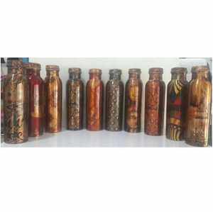 Bouteille d'eau en cuivre antique, cuivre pur, anti-fuite, artisanale, bienfaits ayurvédiques pour la santé, écologique, durable, 500 ml - Product Image 2