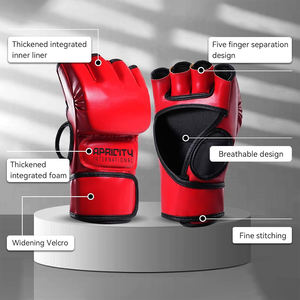 Guantes de Boxeo MMA al por Mayor para Clubes y Equipos, Color Rojo, Protección UV, Correa de Muñeca Ajustable, Ligeros, Personalizables, de Cuero - Product Image 5