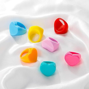 Irregular Colorful <b>Resin</b> Polished <b>Rings</b> with Angel Theme Unisex Fashion Jewelry for Home Decoration - Product Image 6