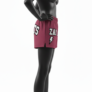 Shorts de mujer de alta calidad en tejido polar transpirable, suaves al tacto, color granate con apliques bordados y logotipo personalizado. - Product Image 3