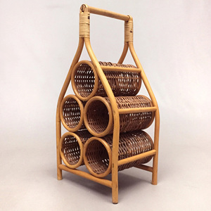 Rattan wine racks handmade cane rack stand for bottles holder <b>spirit</b> bottle storage stands - Product Image 3