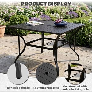 Tavoli da Pranzo in Metallo per Esterni, Quadrati da 0,9M o Rettangolari da 1,5M, Impermeabili e Resistenti all'Usura, con Struttura in Metallo Solido - Product Image 5
