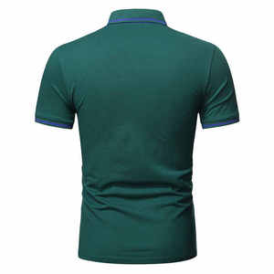 Men's Black Cotton Pique Polo Shirt Short Sleeve Solid Color Casual Button <b>Down</b> Design Breathable Knitted Fabric Regular Fit - Product Image 2