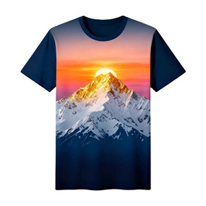 T-shirt pour homme personnalisé, 100% polyester, manches courtes, sublimation, style estival, imprimé montagne enneigée, tendance mode, coupe ajustée - Product Image 2