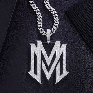 M Letter Pendant Rhodium Plated Alloy Micro Pave Diamond Unisex Hiphop Charm Fashion Jewelry - Product Image 3