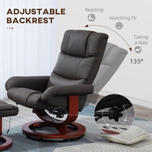 Poltrona Reclinabile Girevole con Massaggio in Ecopelle Marrone e Poggiapiedi, Controllo Remoto e Maniglia Manuale con Funzione Elettrica per il Massimo Comfort Domestico - Product Image 5