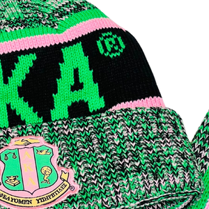 Gorro Negro AKA con Pompón Verde y Letra Bordada, Gorro de Invierno Tejido, Cálido, Informal y Elegante para Hombres y Mujeres - Product Image 3