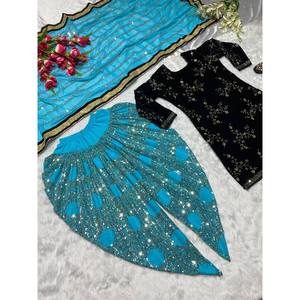 Ropa de fiesta de diseñador Top XL Talla Dhoti Salwar y Dupatta Aspecto elegante - Product Image 2