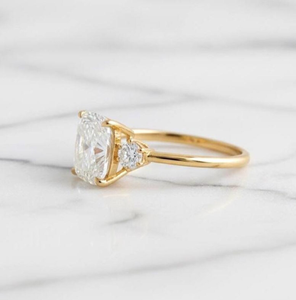 <b>Cushion</b> Cut Diamond Engagement Ring Women's Classic Style Lab Diamond Side Stones - Product Image 3