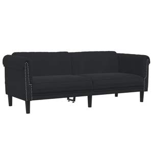 Elegante Sofá Rectangular de 3 Plazas en Terciopelo Negro, Mueble para Sala de Estar - Product Image 2